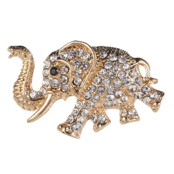 3/$15 Cute Sparkly Elephant Pin Brooch Gold-tone - Picture 4 of 6